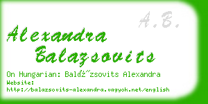 alexandra balazsovits business card